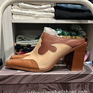 Jeffrey Campbell Brown and Cream Women's Mules